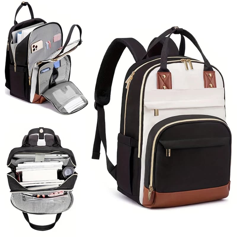 Airline designed adjustable shoulder strap women's multi-color backpack, double compartment, laptop and tablet bag