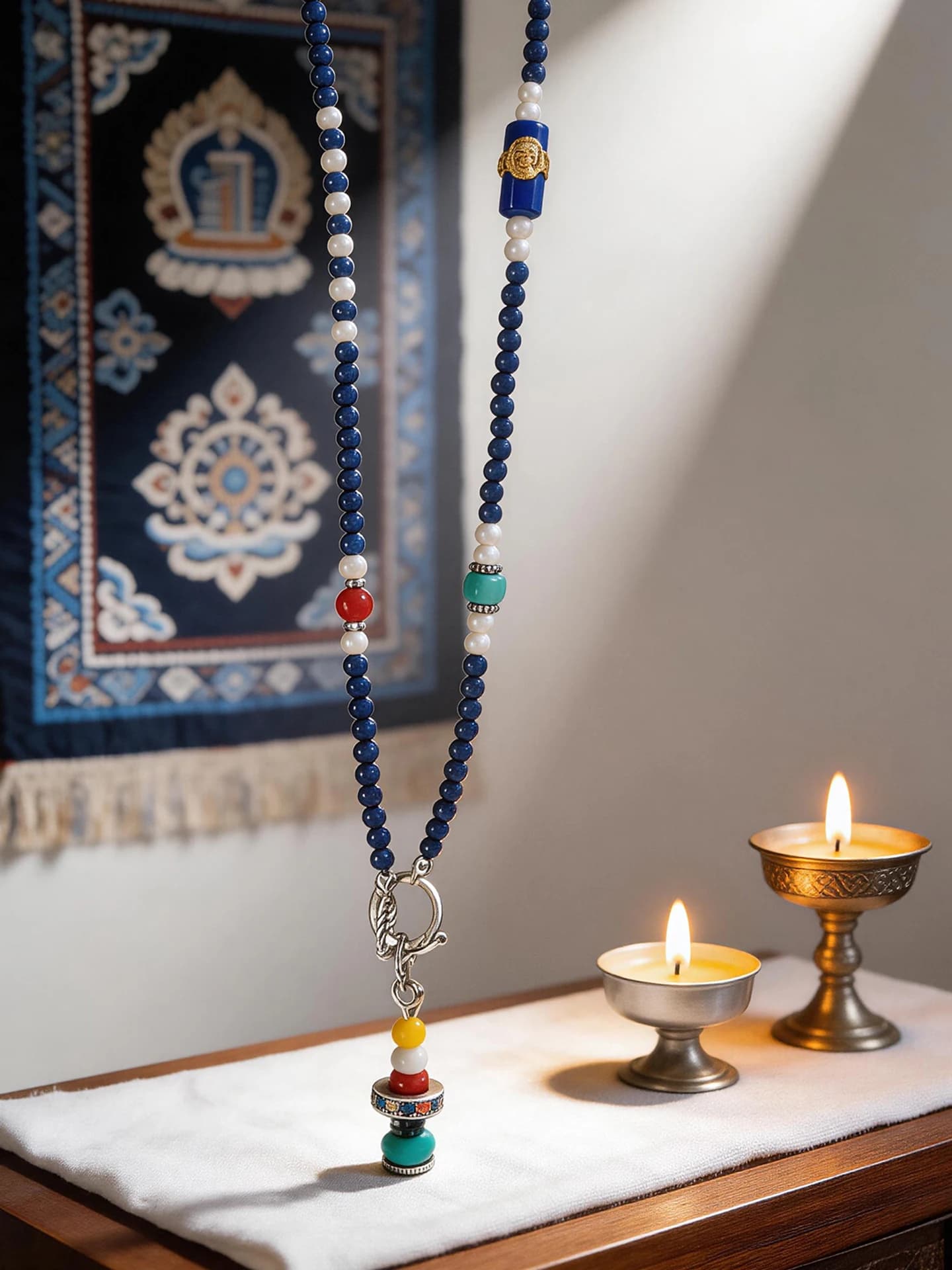 Collana con Ciondolo Mongke 925 Argento Torre dei Desideri, Catena Universale Turchese, Collana a Clavicola, Stile Donna, Gioielli Etnici di Tendenza