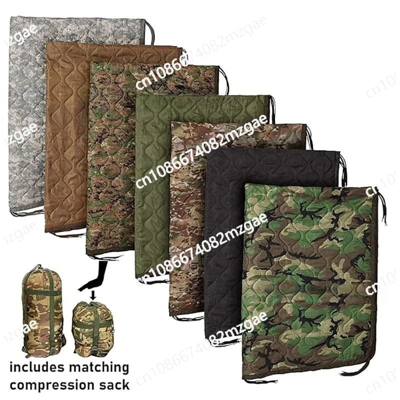 Coperta da campeggio mimetica pieghevole portatile per pausa pranzo leggera calda con cerniera convertibile in sacco a pelo