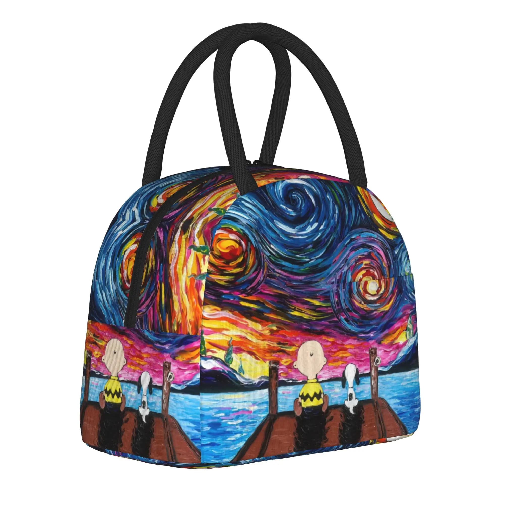 Borsa termica per il pranzo Snoopy Peanuts Van Gogh, contenitore per il pranzo a forma di cartone animato, borsa termica, borsa per il pranzo, borsa per il pranzo da spiaggia, borsa per il cibo da viaggio