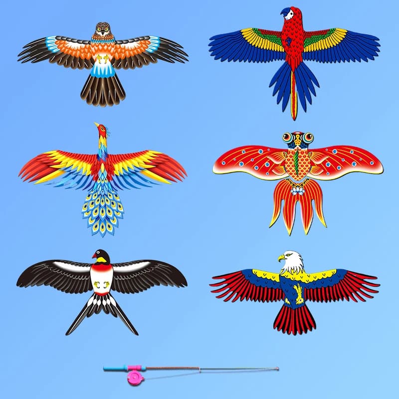 Cartoon Eagle pieghevole bambini aquilone Mini giocattoli di plastica aquilone senza freno a mano canna da pesca giocattoli per bambini bambini giocattolo all'aperto