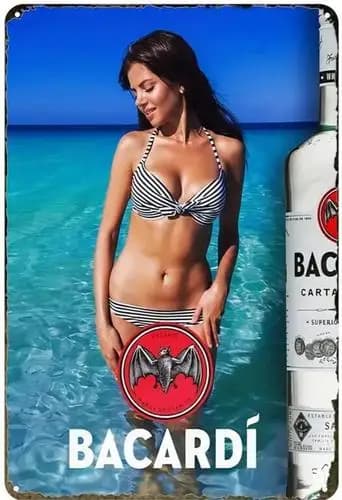 Insegna in Metallo Bacardi Rum Modello Bikini; NOVITÀ!