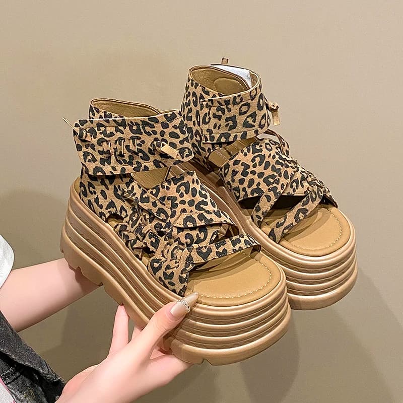 Summer Sandals with Zeppa 8CM, Sneakers New 2025, Infradito da Spiaggia per Donne, Casual Sandals with High Platform, Breathable slippers by Stroller