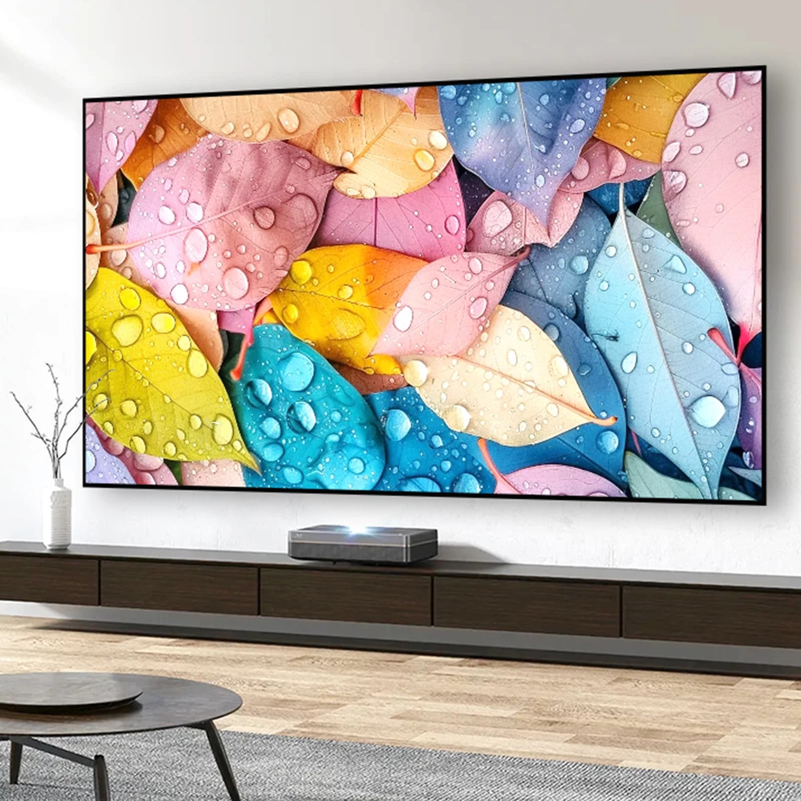 Schermo di Proiezione ALR in PET Cristallo da 130'' con Telaio Fisso per Proiettore a Tiro Ultra Corto, Compatibile con 3D 4K 8K