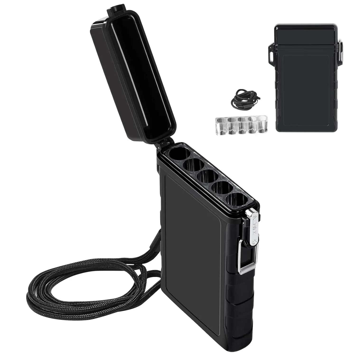 Custodia Impermeabile EDC per Oggetti da 110mm con Cordino - Scatola Ermetica per Escursionismo e Campeggio all'Aperto