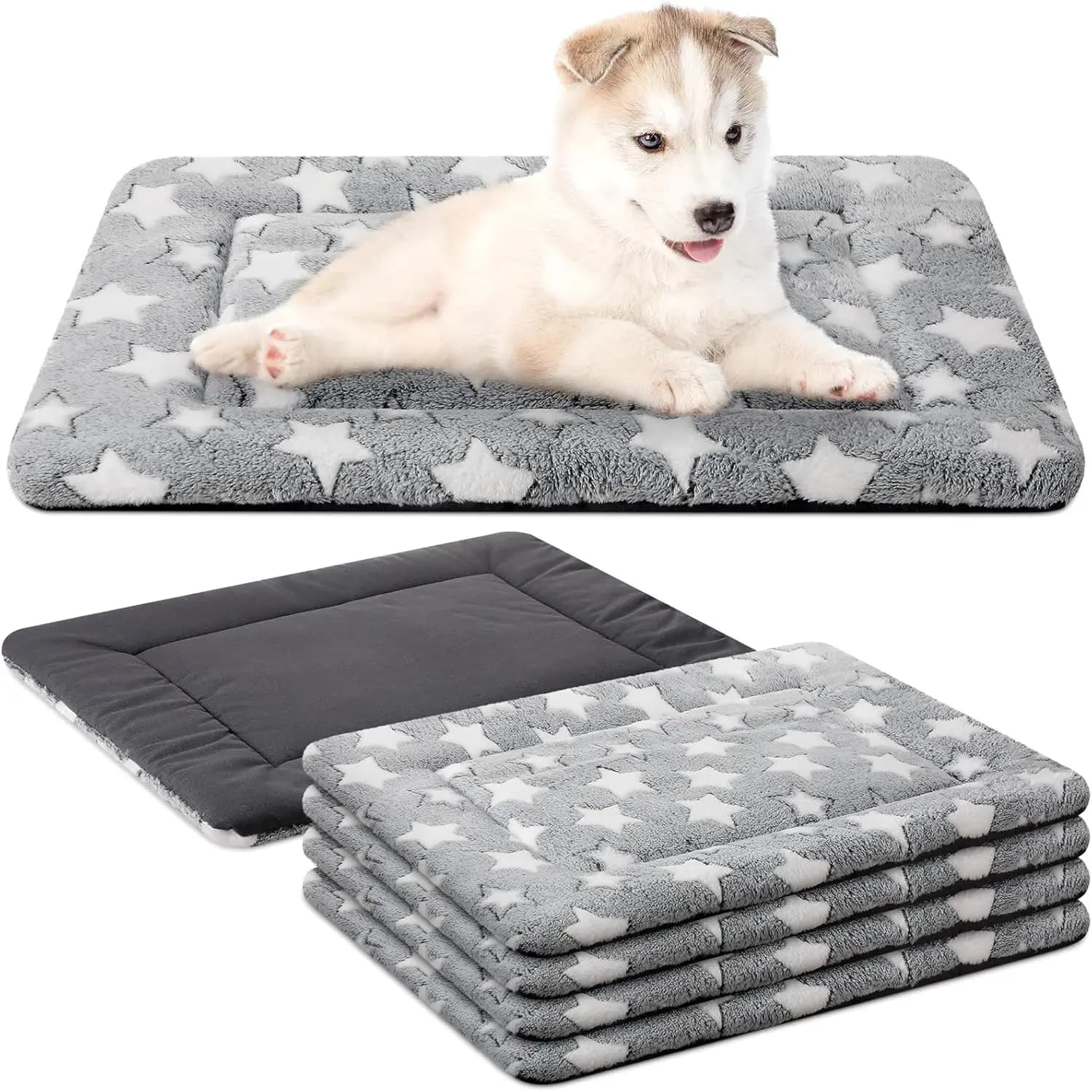 Set di 4 Tappetini per Gabbia per Cani, Ultra Morbidi, Caldi, Lavabili, Antiscivolo, Reversibili, Sostituibili, Comodi per Animali Domestici