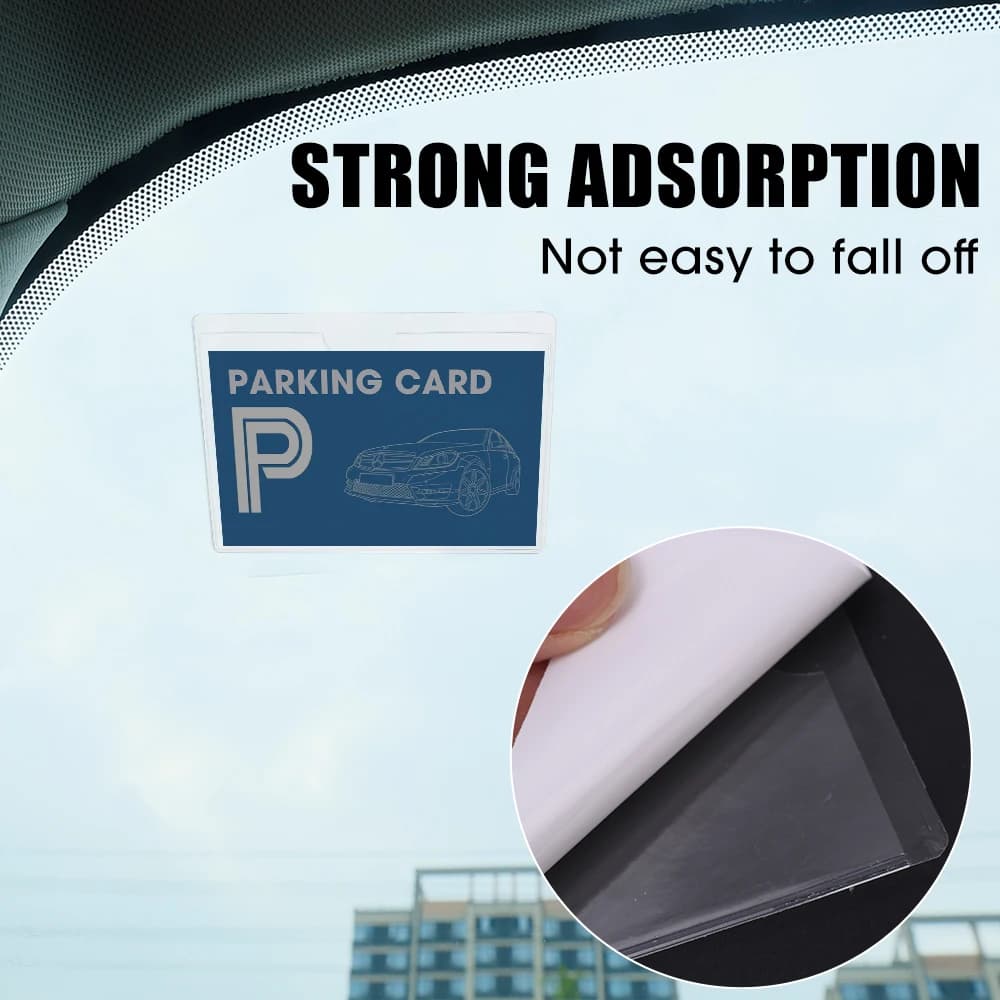 Porta carte autoadesivo Parabrezza per auto Porta carte trasparente Organizzazione della copertura Etichetta Tasca per carte Permesso di parcheggio Strumenti trasparenti