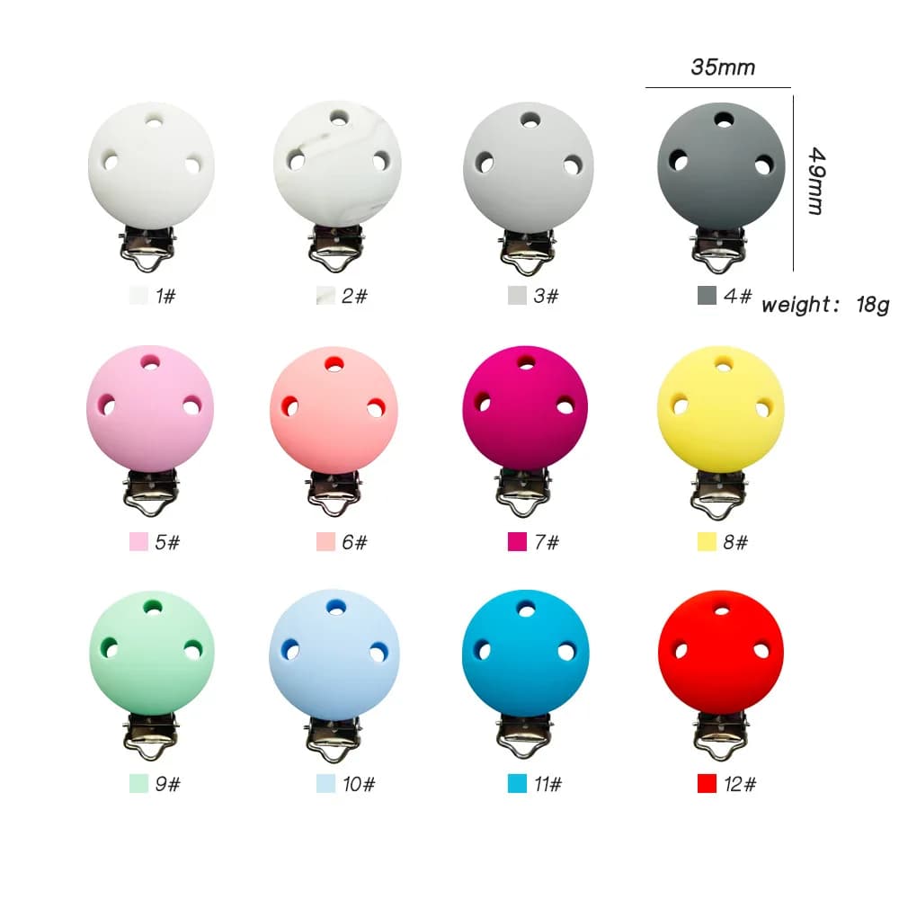 1 pz 35 mm clip rotonda in silicone silicone per bambini fai da te clip per catena ciuccio accessori per gioielli giocattolo
