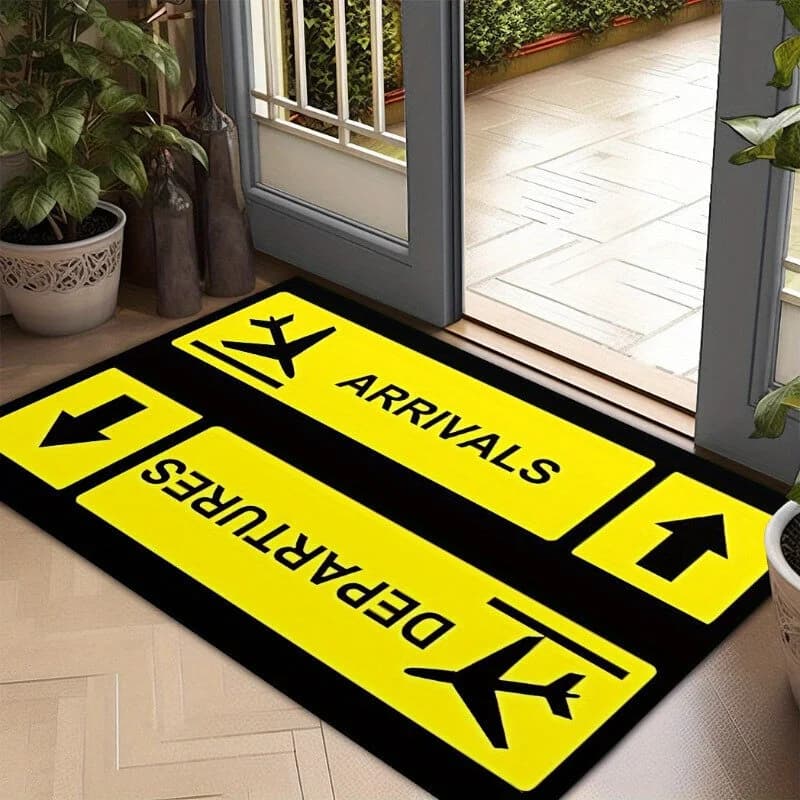Tappeto Decorativo Antiscivolo per Ingresso Casa, Porta d'Entrata, Soggiorno, Tema Decollo e Atterraggio Aereo