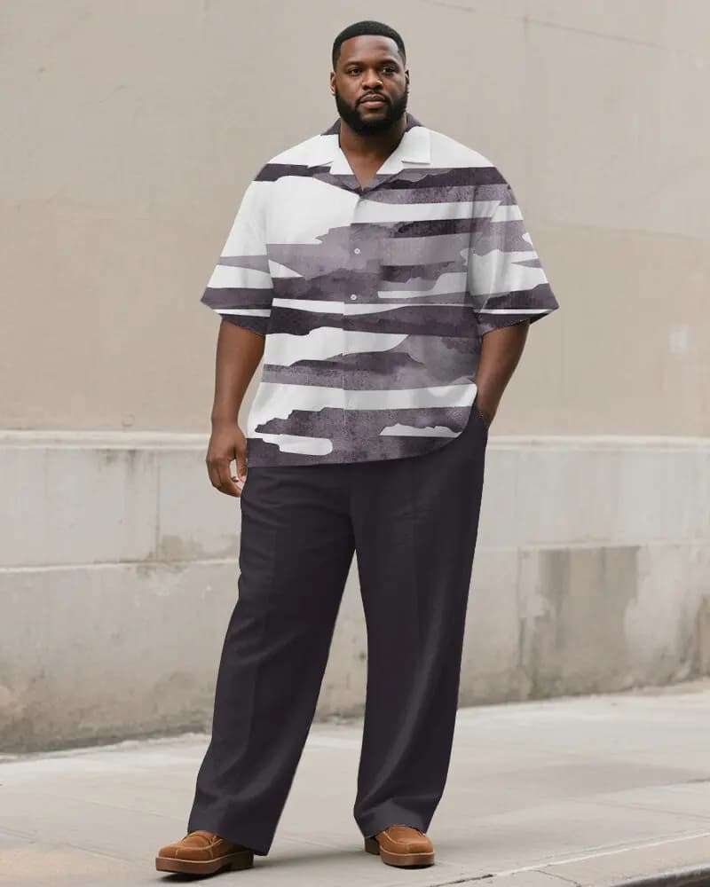 S-9XL Plus Size Men's Tie-Dye Watercolor&Abstract Print Shirt & Pants Set, Multi-Design Casual 2-Piece Summer Outfit Collection