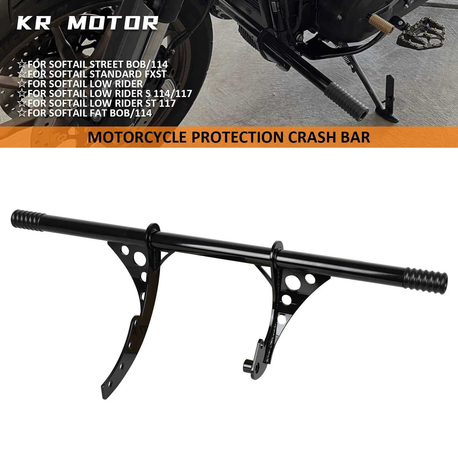 Barra di Protezione Anticaduta per Moto Harley Softail Street Bob/Low Rider/S 114/117 2018-2025, Protezione Motore e Poggiapiedi