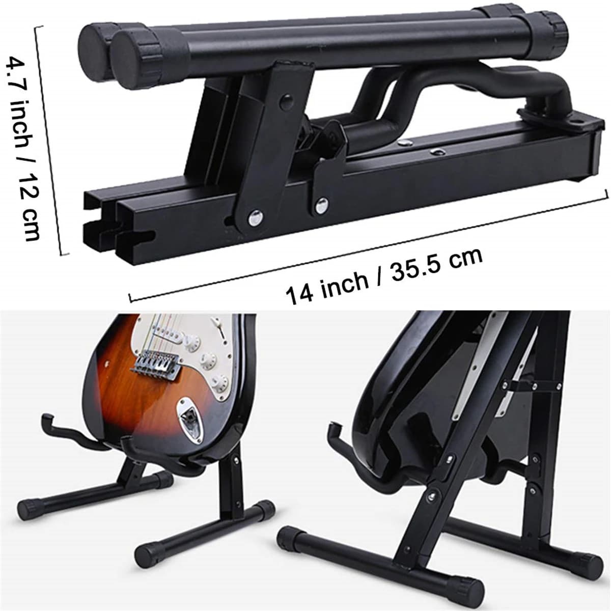 Supporto per chitarra pieghevole A Frame Floor Universal Metal per basso elettrico classico acustico chitarre Banjo Ukulele portatile