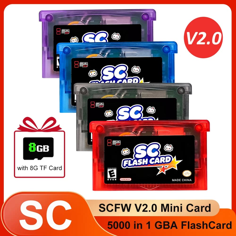 Nuova scheda FlashCard Mini V2.0 SCFW 5000 in 1 per GBA GBC GB NES con adattatore per scheda TF da 8 GB per console di gioco SP GBM IDS NDS NDSL