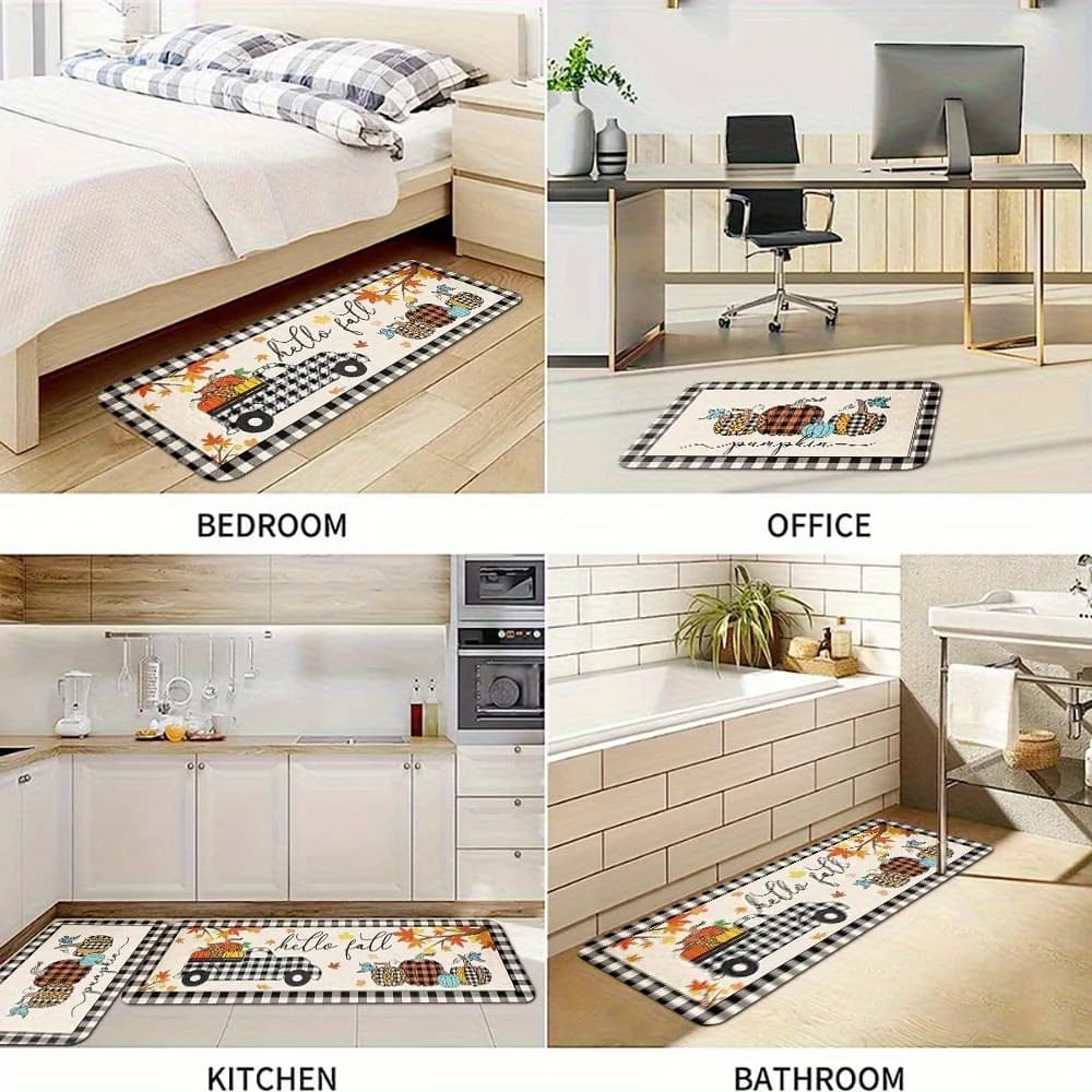 1PC Rustico Autunno Raccolto Tappeto da cucina Tappetino antiscivolo Tappeto da bagno design pop Tappetino da bagno Tappeto per la casa Lavandino Lavanderia Decor