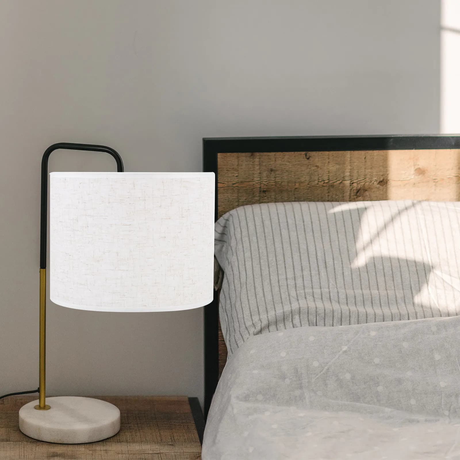 1 Pezzo Paralume in Lino Semplice ed Elegante, in Tessuto Artistico, per Lampada da Tavolo da Soggiorno o Camera da Letto, Luce Soffusa Decorativa