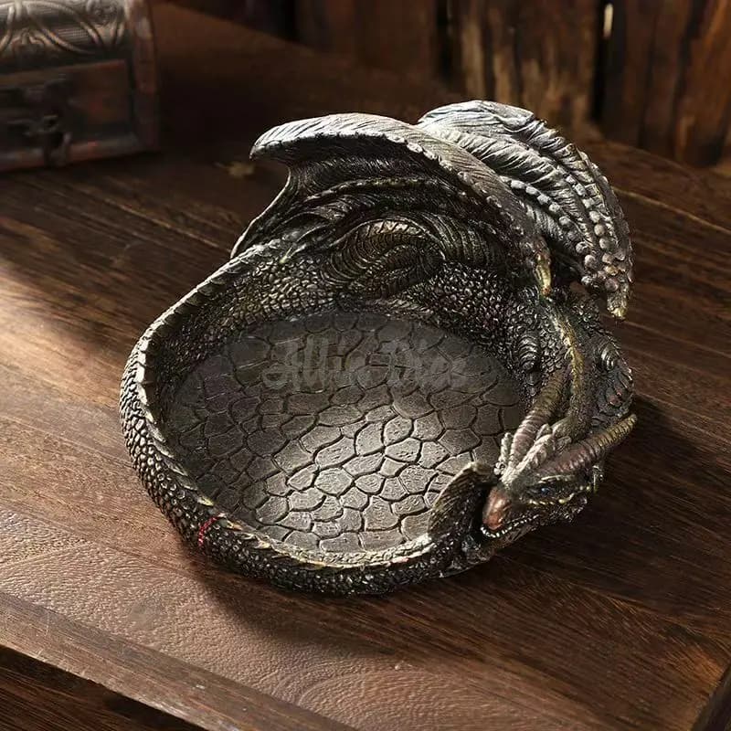 Vassoio per dadi a forma di drago Statua di drago Decorazioni per la casa Custodia per dadi in resina per donjons e giochi di ruolo di drago Giocatore RPG Regali