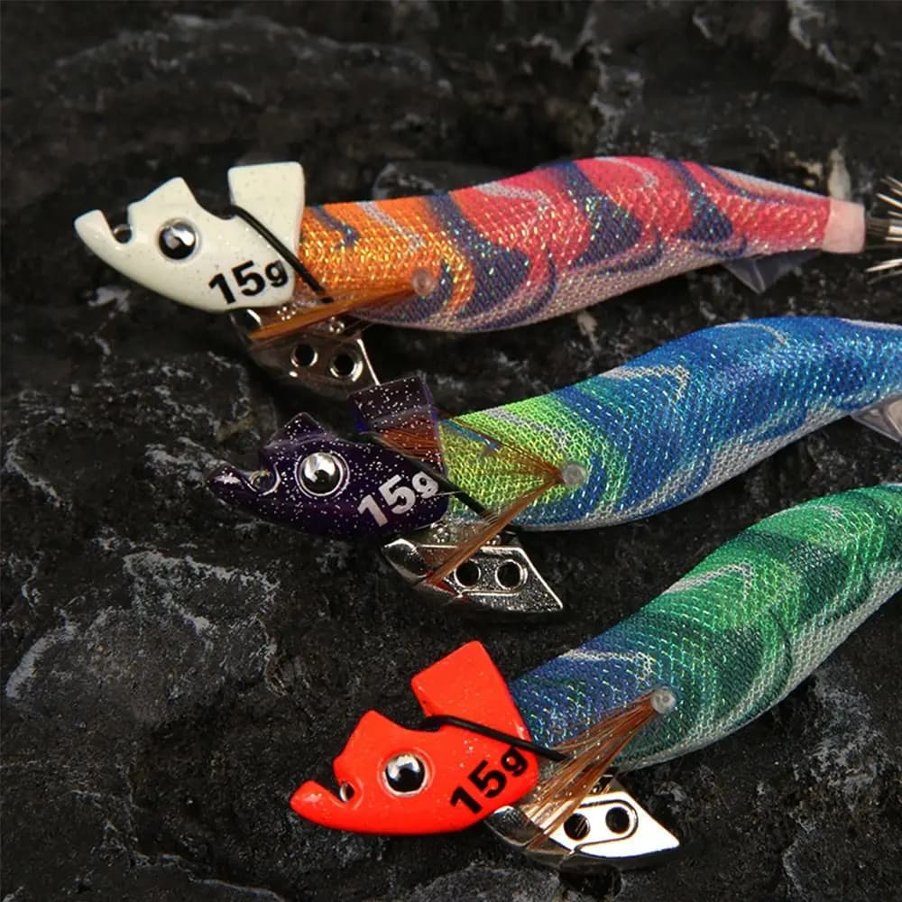 Simulazione Gamberetti Gamberetti Polpo Esca Calamari Jig Tip Legno Gamberetti Peso Zavorra Esca da pesca Attrezzatura da corsa Zavorra