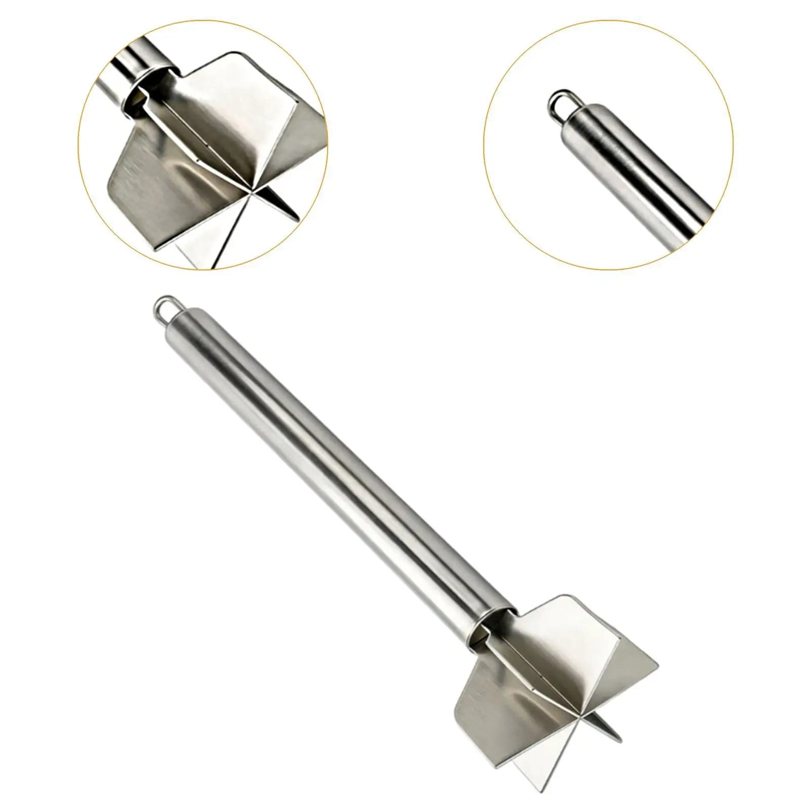 Stainless Steel Meat Chopper Knife Potato Masher Ergonomic Kitchen Tool Heavy Duty for Home and Restaurant