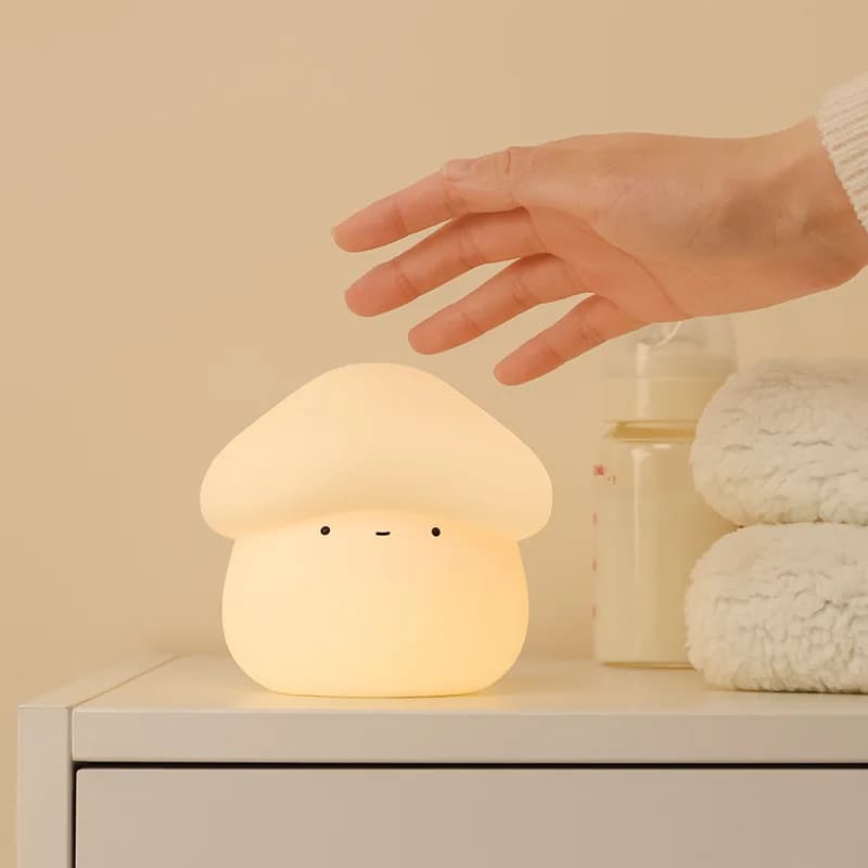 Lampada Notturna a Forma di Fungo in Silicone, Ricaricabile USB, con Timer e Dimmer, per Cameretta Bambini e Atmosfera Notturna
