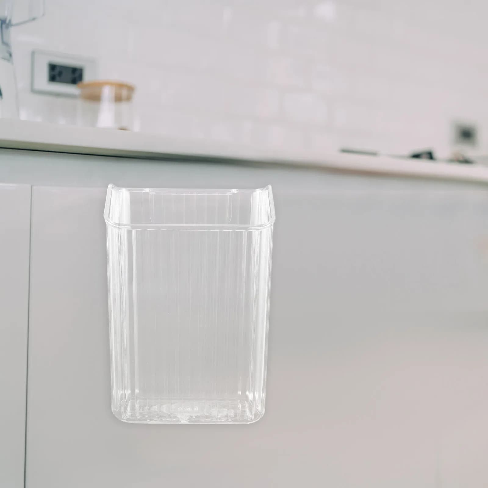 Hanging Kitchen Trash Can Plastic Transparent Waste Basket Cabinet Door Mounted Easy Use Space Saver Waste Basket for Kitchen