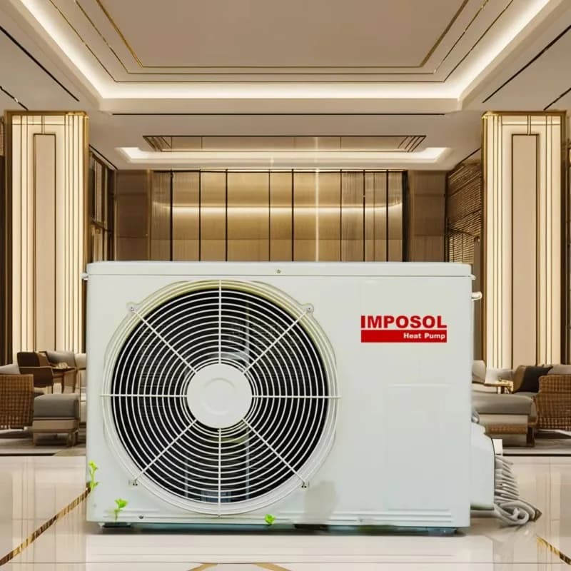 Pompa di calore con sorgente d'aria IMPOSOL R32 con compressore inverter CC completo e soluzione di riscaldamento e raffreddamento domestico del motore della ventola