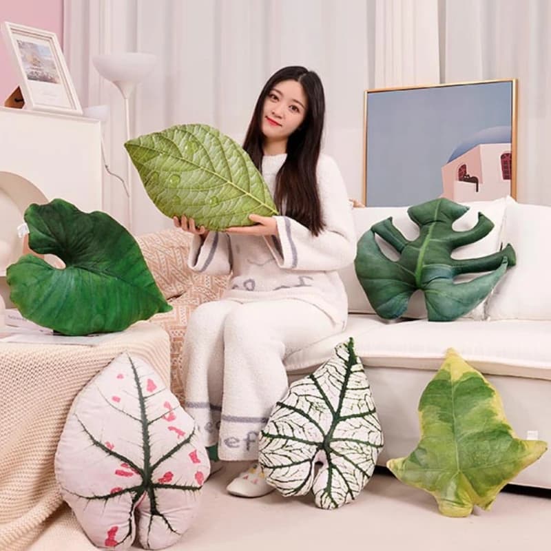 INS stile nordico foglie verdi peluche cuscino giocattolo carino piantaggine a forma di foglia cuscino cuscino morbido ragazze giocattoli decorazioni per la casa