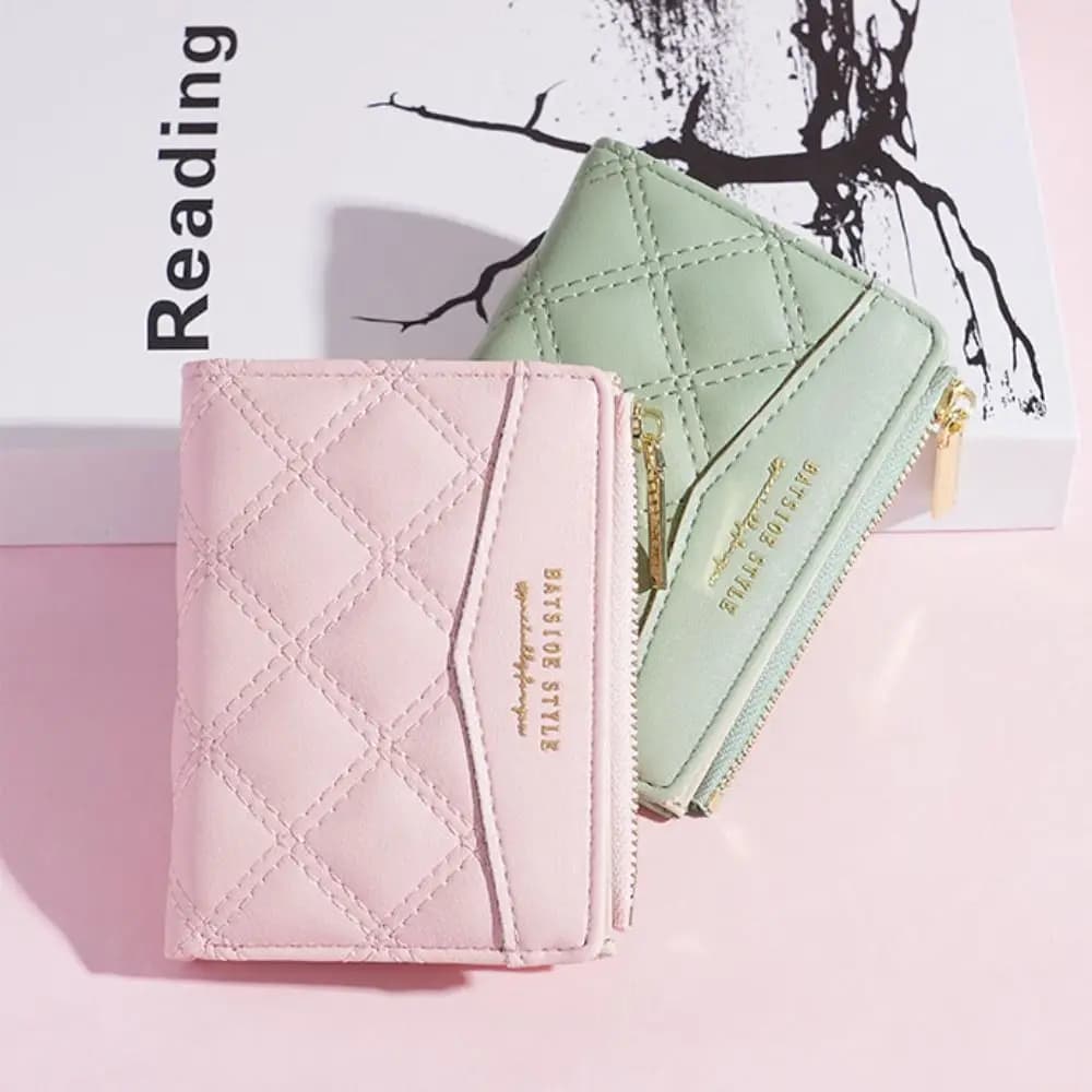 New PU Embroidered Wallet for Women Ladies Coin Purses PU Leather Zipper Credit Card Holder Clutch Money Bag Pocket