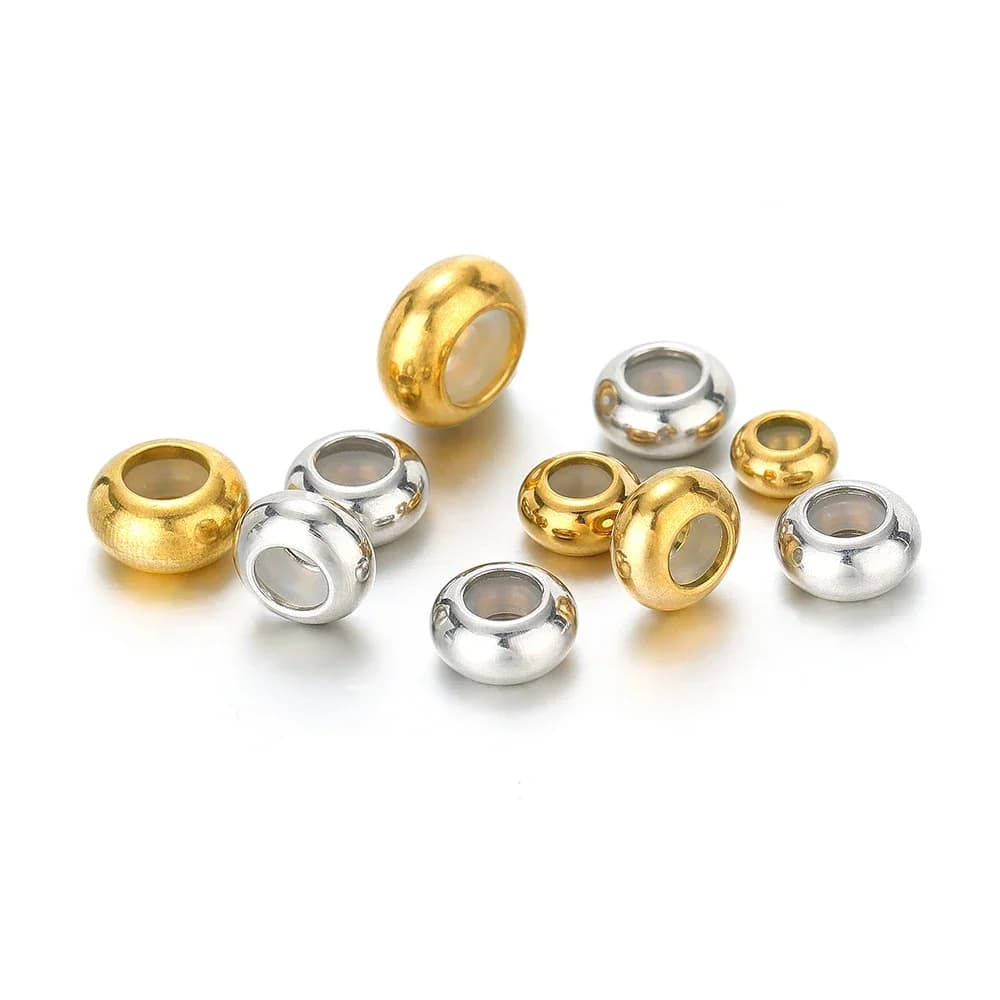 20 pezzi in acciaio inossidabile 6-10mm perline in silicone antiscivolo regolabili perline distanziatrici per braccialetti fai da te che realizzano accessori di gioielli