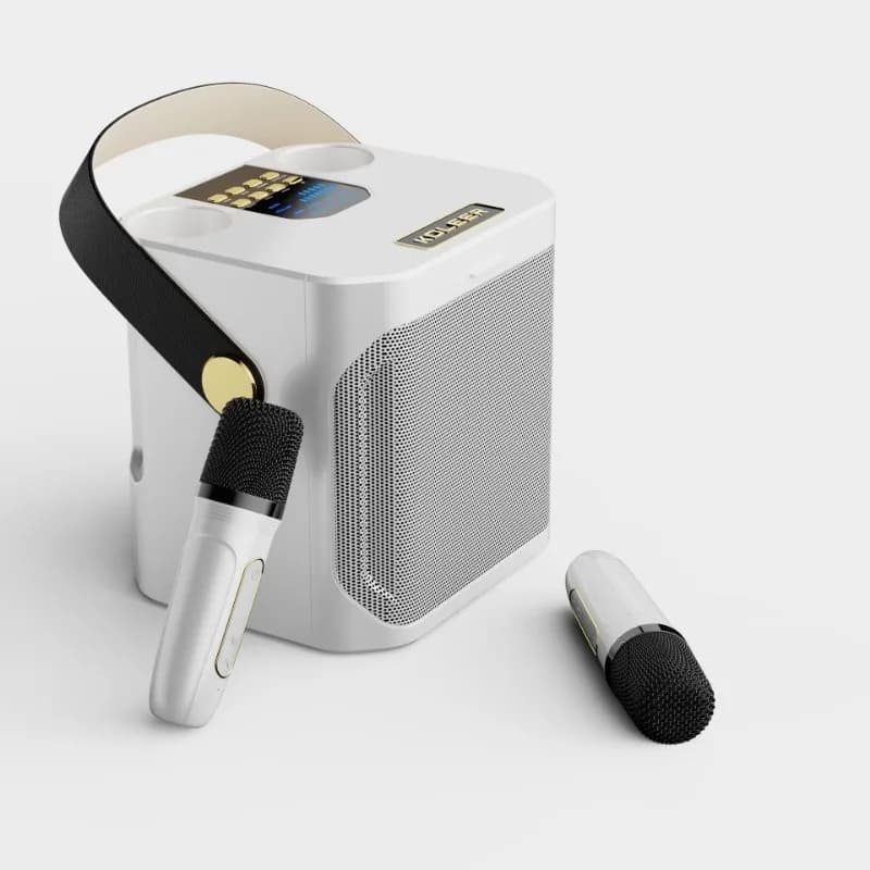Wireless Karaoke Speaker with 2 Microphones Portable Bluetooth Singing Machine with Voice Change Echo Control for Home KTV Party