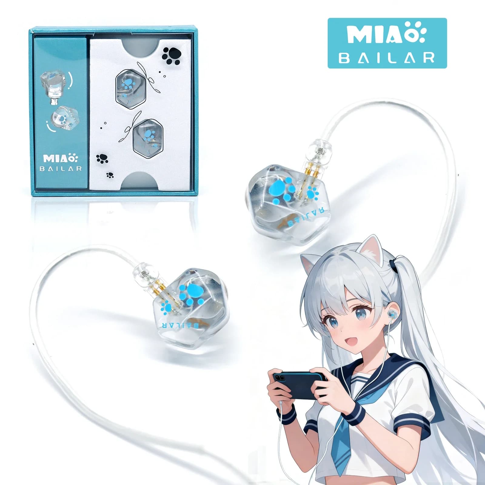 MiaoMiao Game Headphones HIFI Music IEM Auxiliary in-ear Type C 3.5 mm with detachable cable with noise cancellation