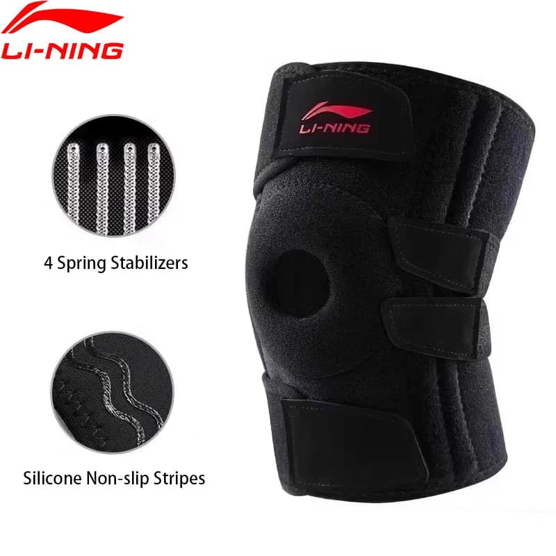 (1 pezzo) Ginocchiera Li-Ning con cuscinetto in gel rotuleo e 4 stabilizzatori a molla Supporto per ginocchio con fodera per ginocchiera per menisco Ginocchiera AXWU071