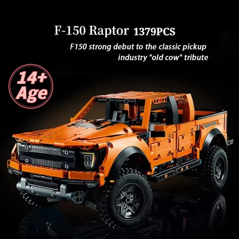 Kit di Costruzione Auto da Corsa Tech Raptors F150 da 1379 Pezzi, Compatibile MOC, Mattoncini Creativi Fai-da-Te, Regalo per Bambini, Adolescenti e Adulti