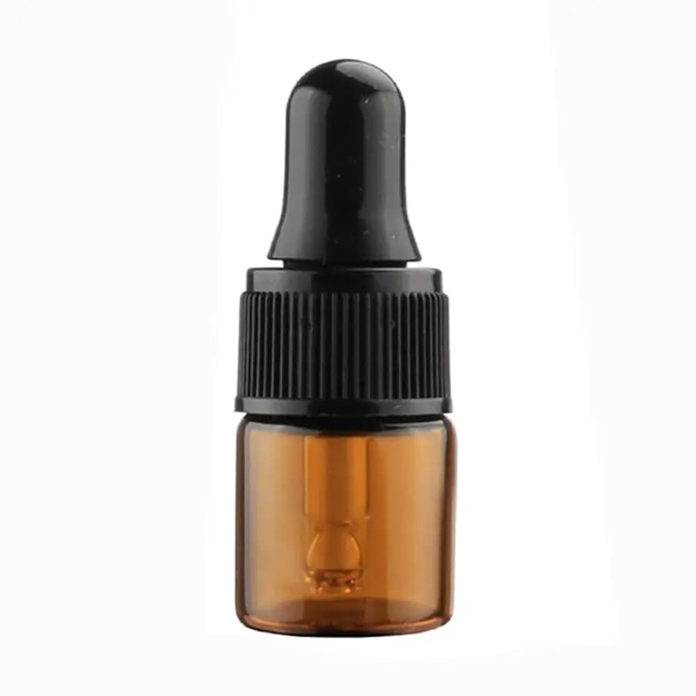 1/15 Pezzi con Tappo Nero, Bottiglie Contagocce in Vetro Ambrato Marrone, Rotonde da 1ml, Vuote per Campioni, Tinture e Oli Essenziali