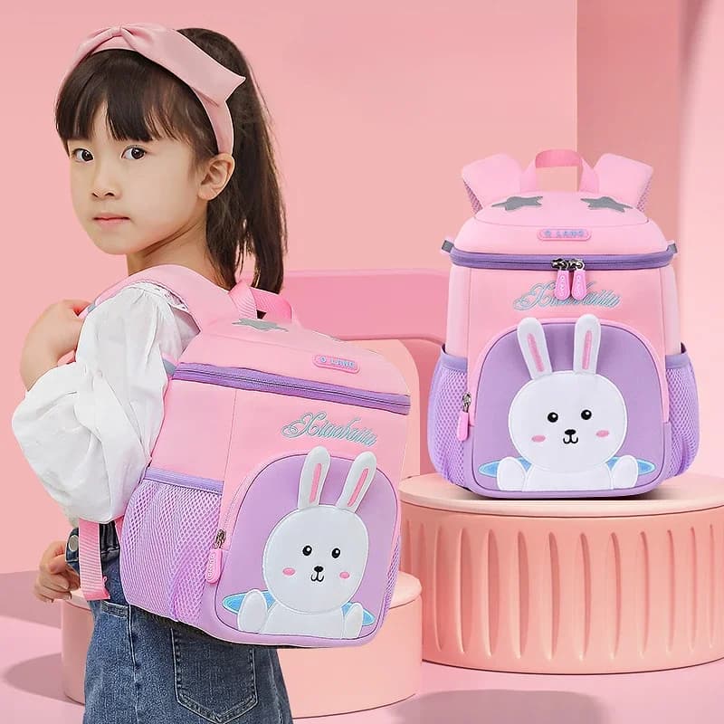 Children's Backpack Primary School Backpack for Girls with Cute Rabbit Shoulder Bag for Kids Fashion Versatile Cartoon Fashion