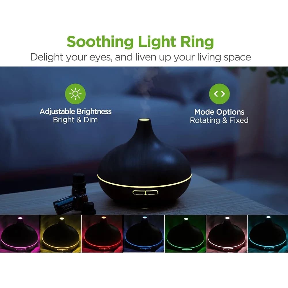 Diffusore USB Compatto in Legno da 300ml con 2 Oli Essenziali, Ideale per Scrivania, Piccoli Ambienti e Dormitori