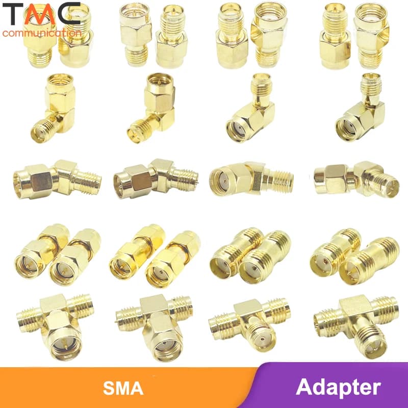 Kit Connettori SMA: Adattatori Maschio-Femmina SMA a RP-SMA, Connettori Coassiali Angolati (45, 90, 135 Gradi) e Diritti, Splitter per Antenna WiFi
