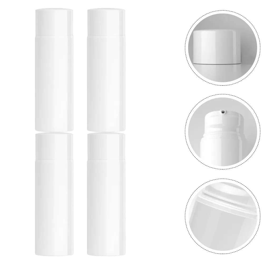 Set di 4 Flaconi in Plastica da 100ml con Erogatore Airless per Fondotinta, Siero, Crema Idratante, Ideali per Viaggi
