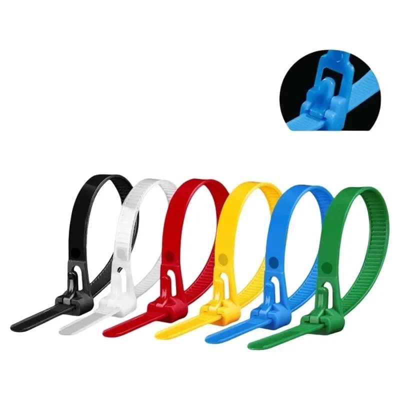 100pcs 5*200mm Reusable Cable Zip Tie Nylon May Wrap Straps Ties, Slipknot Loose Slipknot Recycle Organizer Detachable