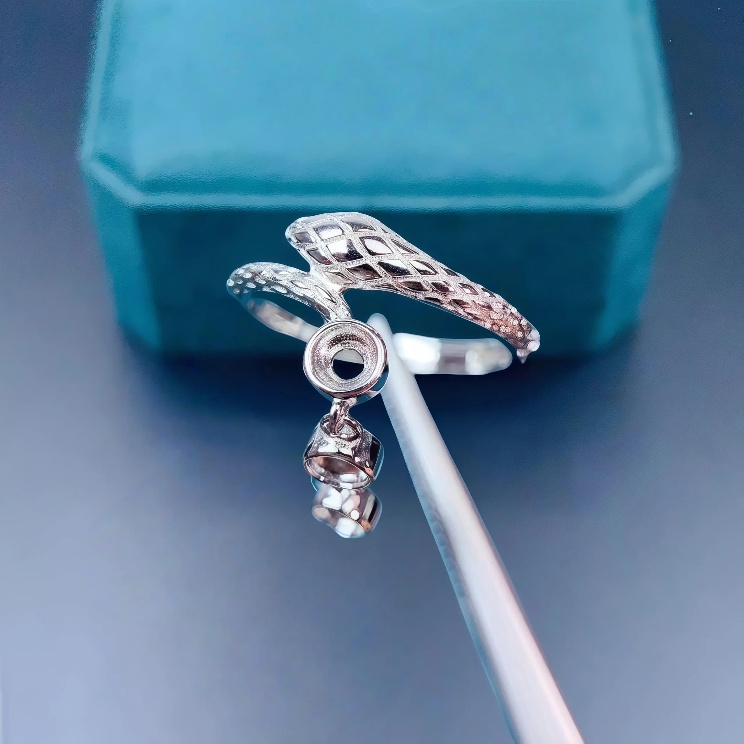 Impostazione porta anello vuoto fai da te in pietra rotonda da 3 mm, gioielli da sposa con ciondolo a forma di serpente fine in argento sterling S925 per donna
