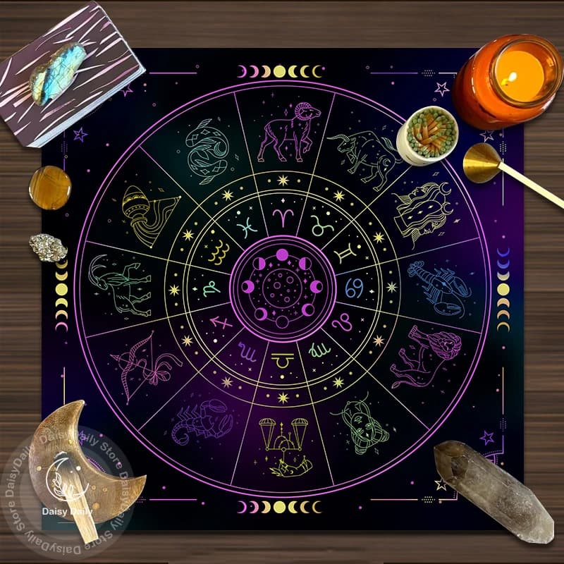 Tarocchi Tovaglia 12 Costellazioni Divinazione Altare Panno Gioco da tavolo Fortuna Astrologia Oracle Card Pad Gioco di goccia Dormitorio Decor