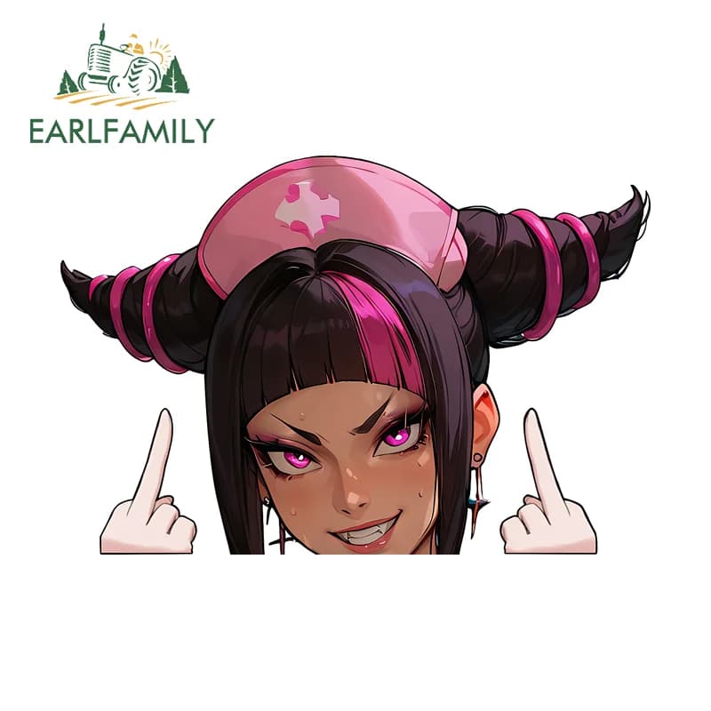 EARLFAMILY Car Stickers Nurse Han Juri Peeker, popular anime item, rearview mirror decoration and window, sun protection, fishing box decoration