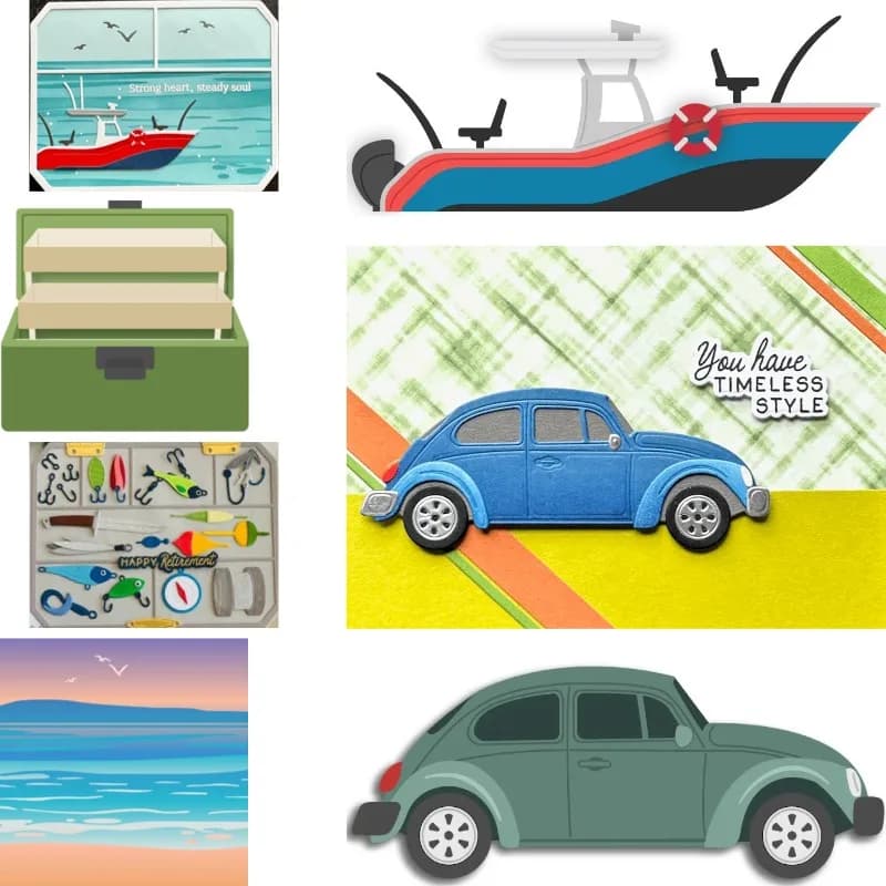 Stencil and stamps for fishing boxes 2026, new arrival, stencil for decorations of diaries and scrapbook, model for embossing DIY