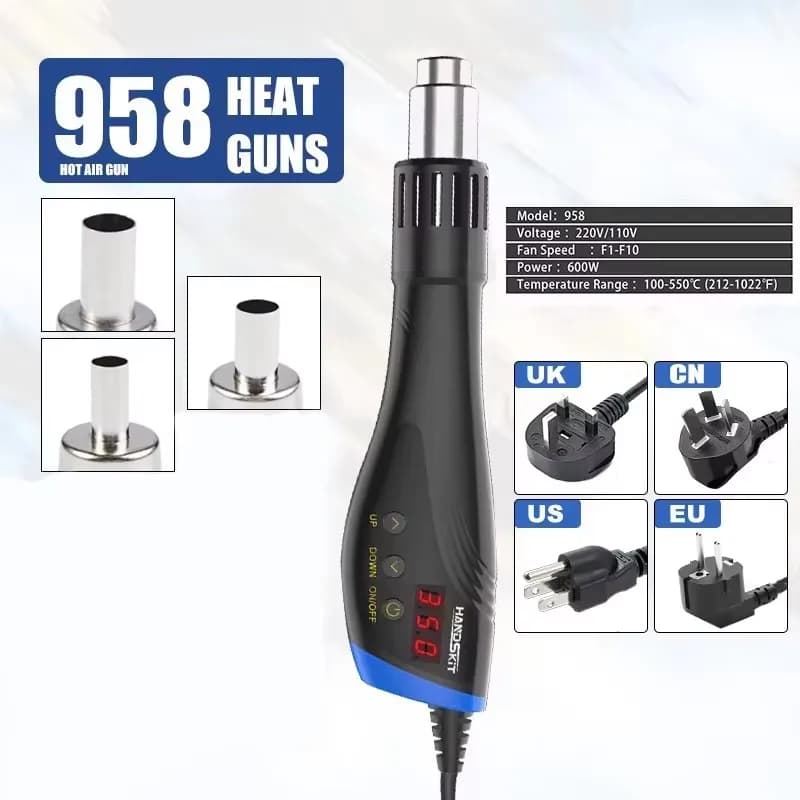 600W Soldering Tools Set Portable LCD Digital Display Temperature Industrial BGA Rework Heat Gun SMD SMT Repair Heat Gun