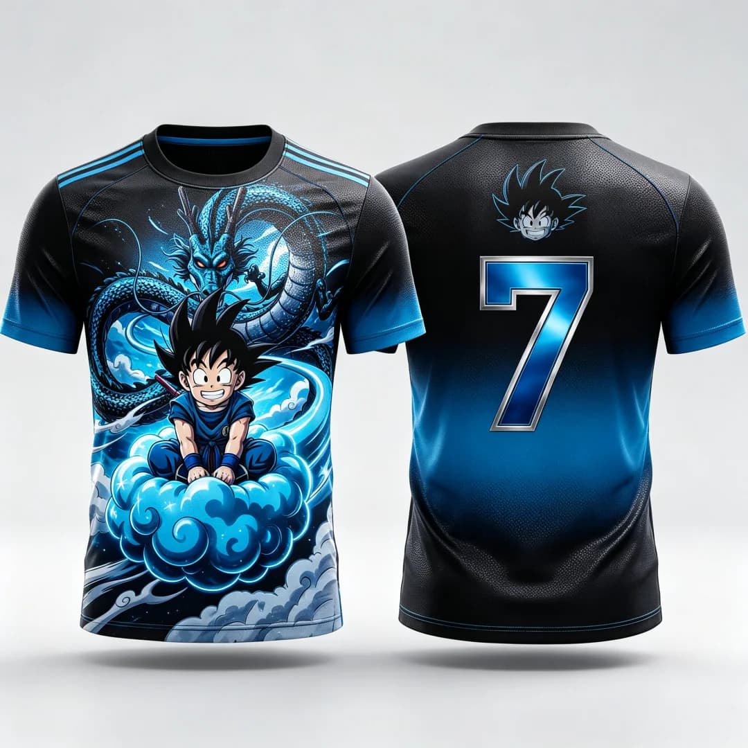 2026 Dragon Ball Kid Goku & Shenron #7 Jersey T-shirt 3D Print Anime Tee Breathable Sportswear for Men Women Fans Streetwear Top