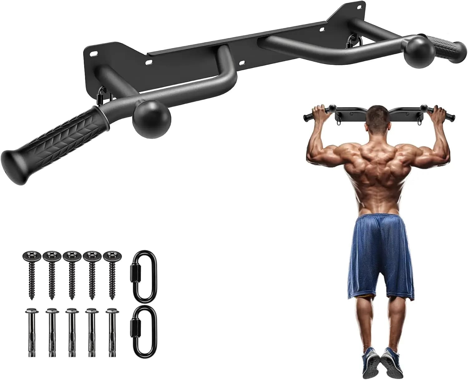 Wall mounted door bar for heavy loads, multifunctional traction bar, traction bar and 39 inch wall mounting ball for portable fitness