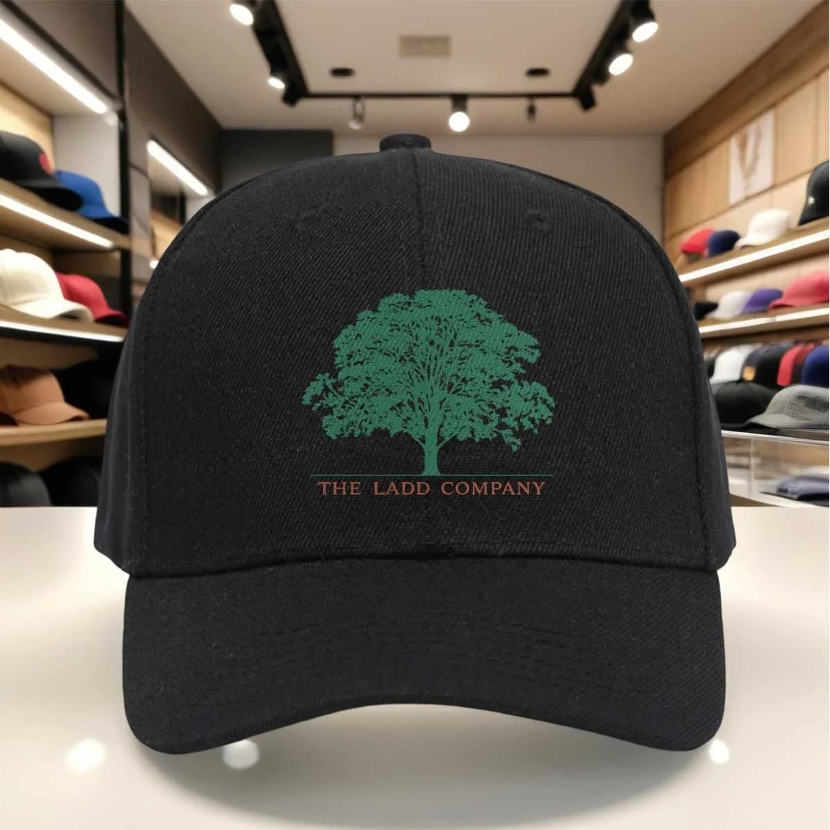 The Ladd Company Green Tree Logo Adjustable Baseball Cap, Stylish Branded Sports Hat for Daily Wear