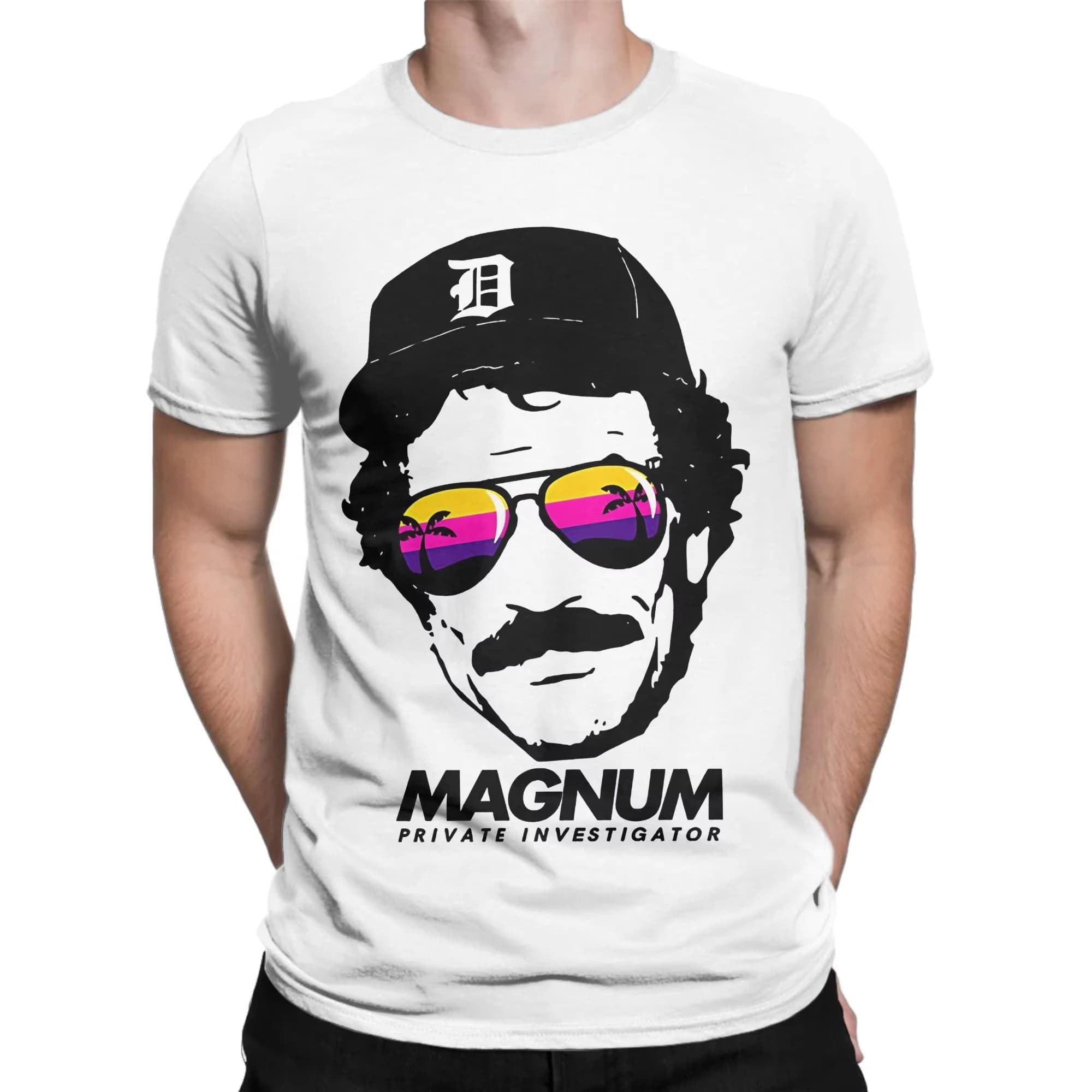 Magliette Magnum PI da uomo, maglietta originale in puro cotone, girocollo, manica corta, abbigliamento classico