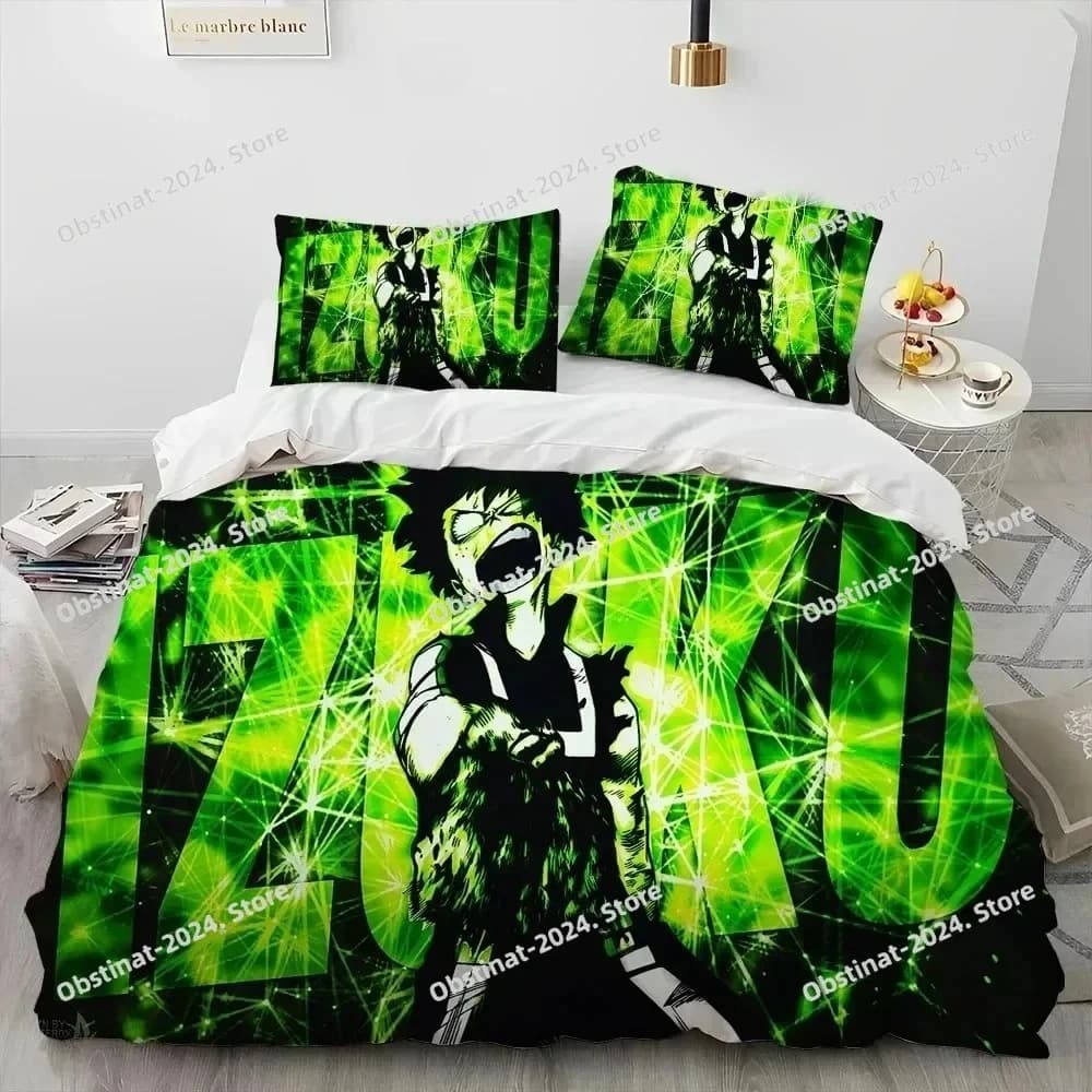 Anime My Hero Academia Izuku Deku Set biancheria da letto Set letto stampato Copripiumino Lenzuolo Federa Copripiumino morbido Full Queen King Size
