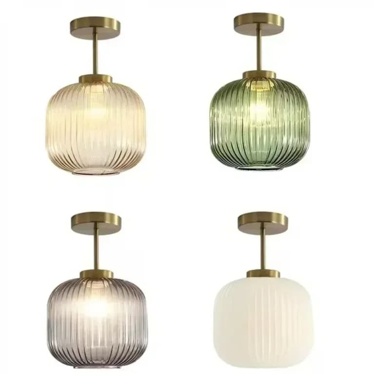Lampada da Soffitto in Vetro a Strisce Stile Retrò, Lussuosa Illuminazione per Guardaroba, Balcone, Corridoio, Soggiorno, Camera da Letto, Decorazione Casa