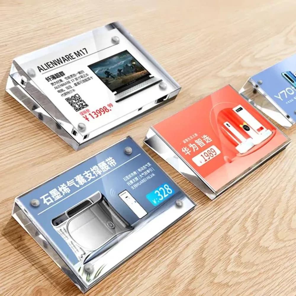 2PCS 90x55mm Etichetta magnetica del prezzo Etichette per carte Numero da tavolo Segnaposto Menu Porta carta Porta cartello in acrilico Espositore